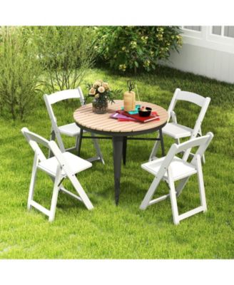 Set of 4 Dining Chairs Foldable Kitchen Chair with Rubber Wood Legs and Padded Seat