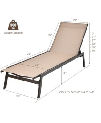 Outdoor Reclining Chaise Lounge Chair with 6-Position Adjustable Back