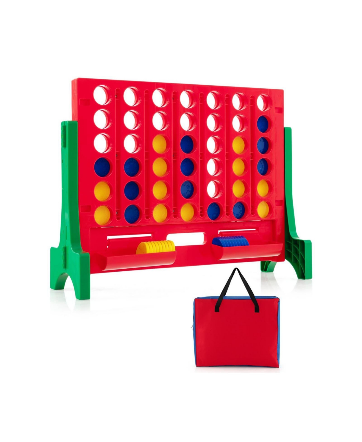 Jumbo 4-to-Score Connect Game Set with Carrying Bag and 42 Coins - Green