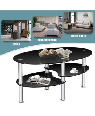 Tempered Glass Oval Side Table