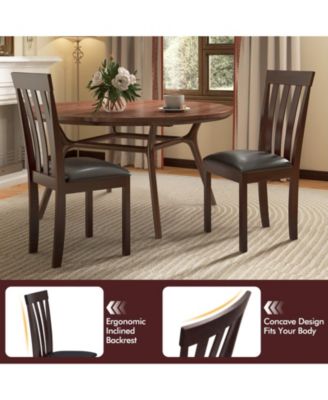 Dining Chair Set of 2 Upholstered Wooden Kitchen Chairs with Padded Seat and Rubber Wood Frame
