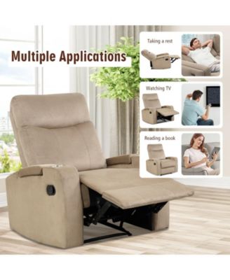 Recliner Chair Single Sofa Lounger with Arm Storage and Cup Holder for Living Room
