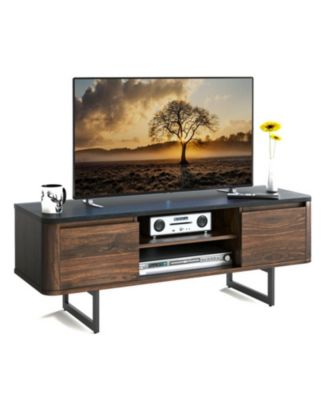 Wooden TV Stand with 2-Door Storage Cabinets for for TVs up to 55 Inch