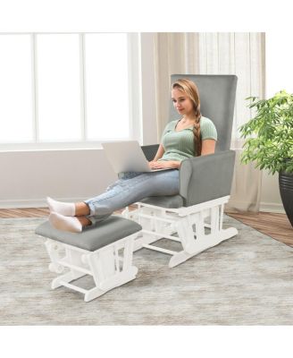 Baby Nursery Relax Rocker Rocking Chair Glider and Ottoman Cushion Set