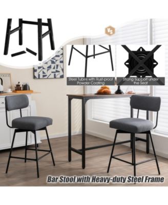 25 Inch 2-Piece Modern Upholstered Bar Stools with Back and Footrests