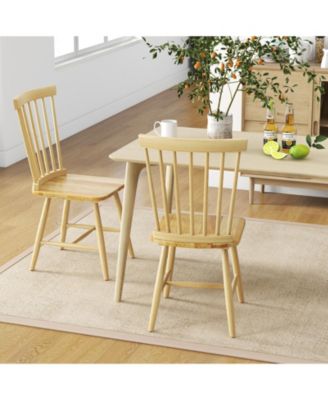 Set of 2 Windsor Dining Chairs with High Spindle Back