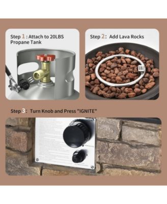 40000BTU Outdoor Propane Burning Fire Bowl Column Realistic Look Firepit Heater