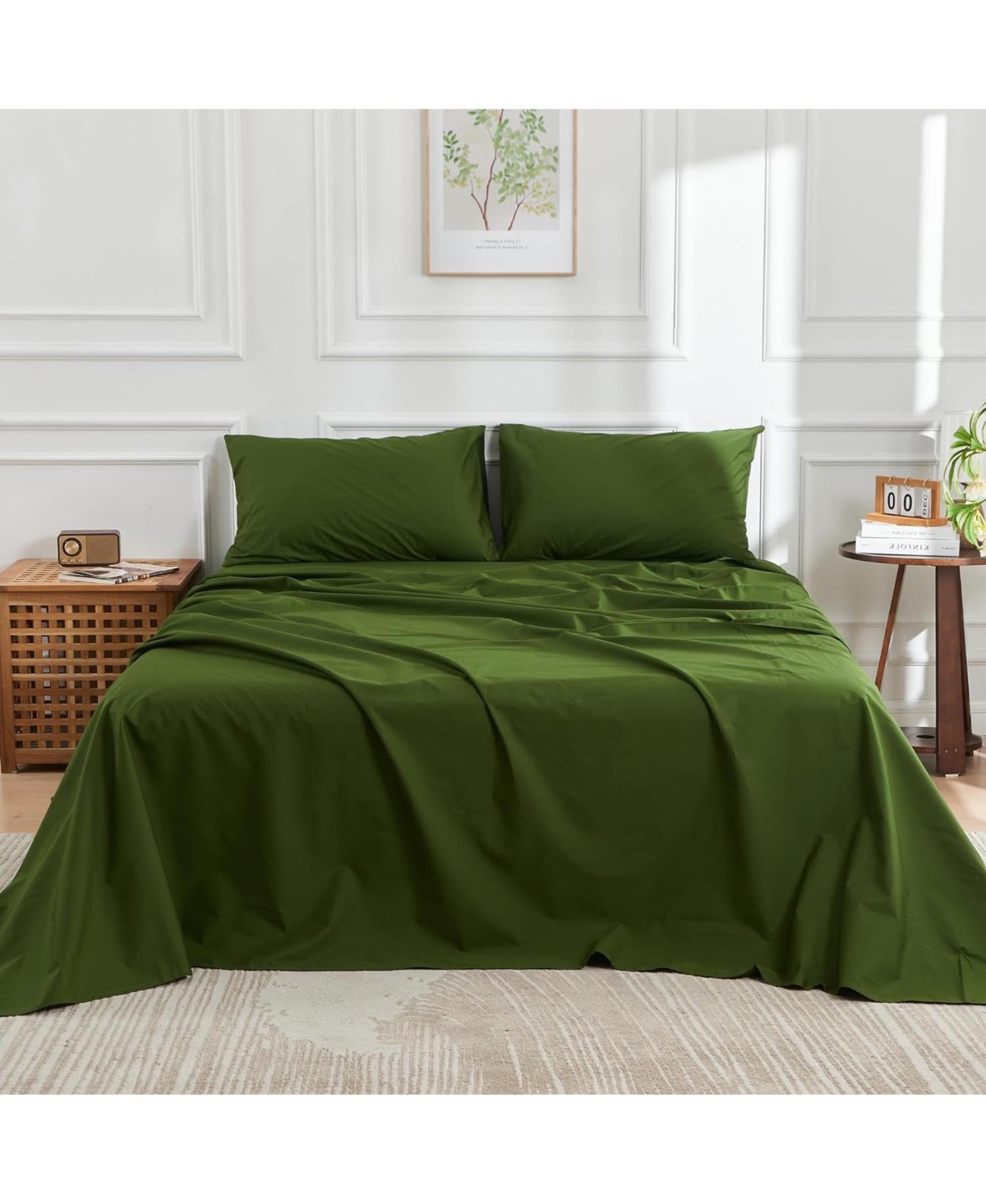 Doz by Sijo Doz 100% Long Staple Cotton Sheet Set, Classic Percale, Hotel Cool Crisp, Breathable, Durable - Forest