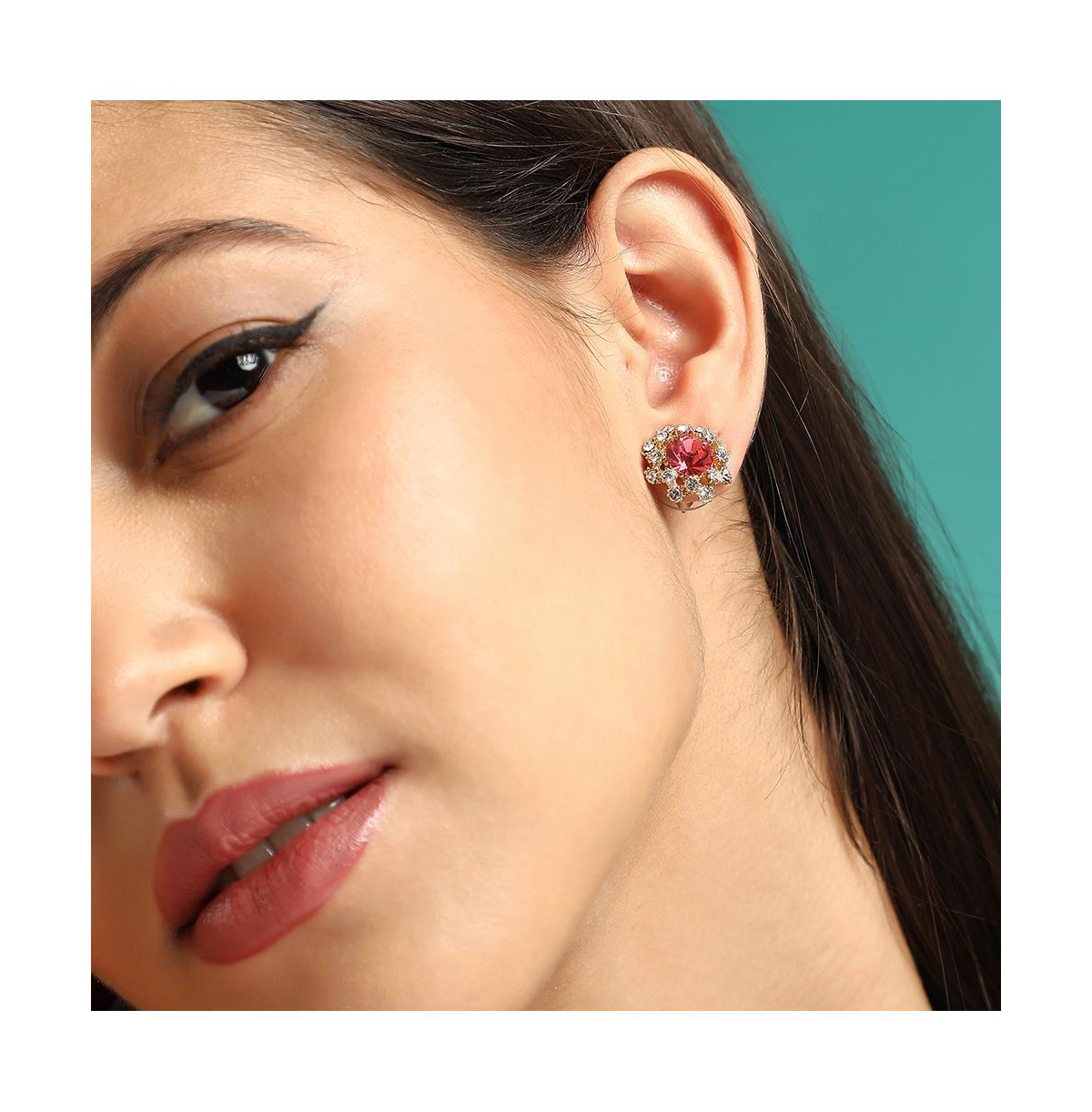Sohi Women's The Edwardian Stud Earrings In Red
