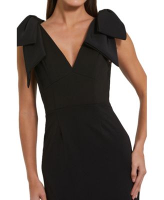 【Mac Duggal】Bow Strap Crepe Fitted Midi Dress 関税送料込 Mac Duggal Women's Bow Strap Crepe Fitted Midi Dress - Macy's