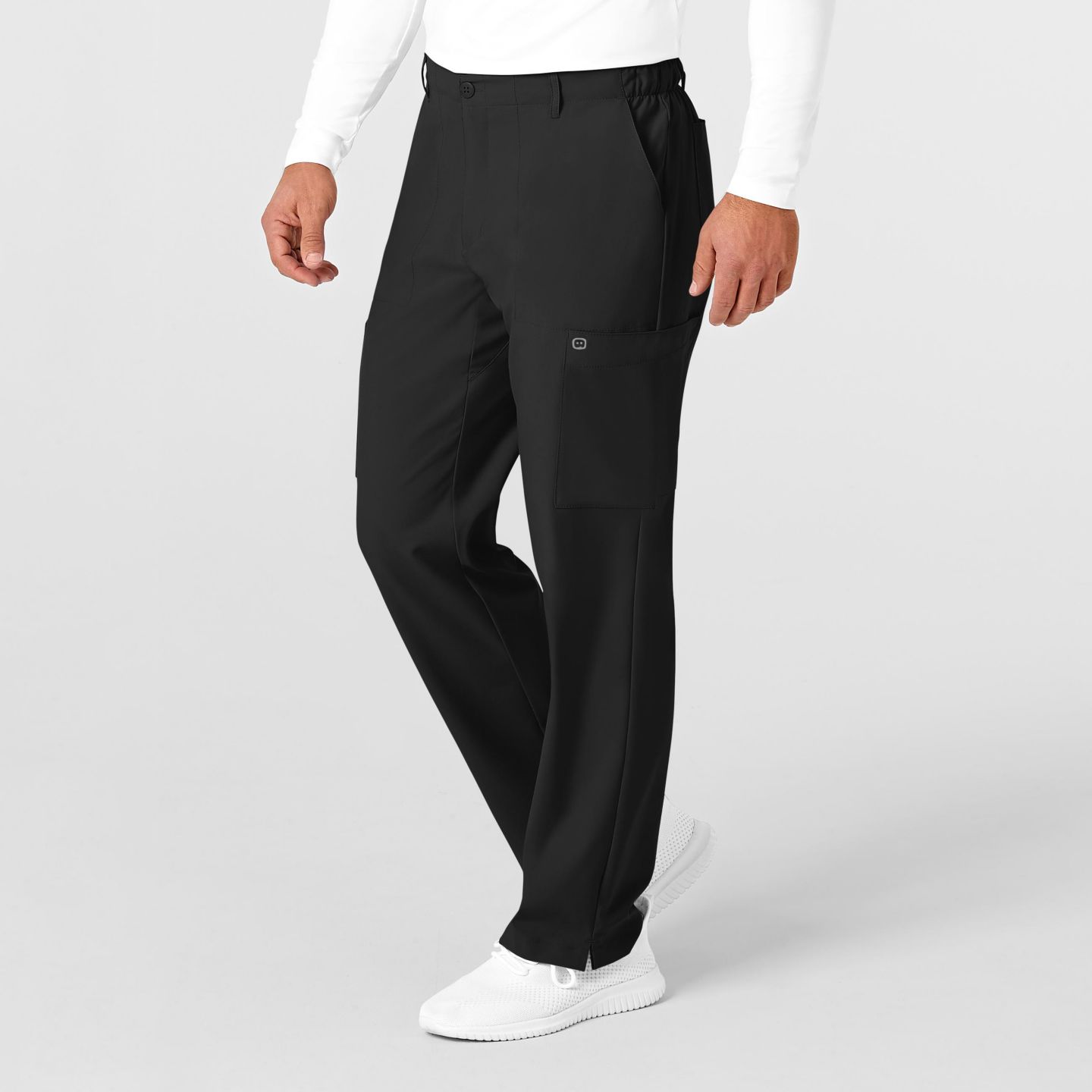 Мужские брюки Wink W123 Flat Front Cargo Scrub Pant Regular, цвет: Чёрный — фото 4