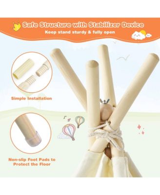 Portable Kids Play Tent Indian Canvas Teepee Playhouse Toy Gift w/ Window