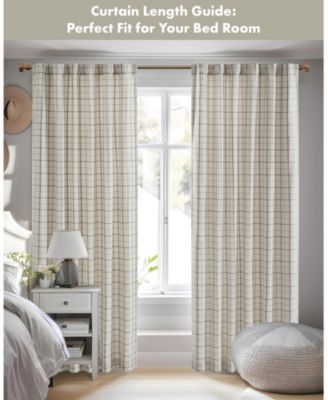 Anaheim Plaid Curtain 1 Panel for bedroom, Rob Pocket/Back Tab fit up to 1.25 inches rod Single Curtain Panel for Living Room, Width 50 length 95 inches, Fleece Lining Brown 1 Window Panel