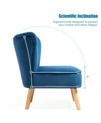 Modern Armless Velvet Accent Chair with Wood Legs