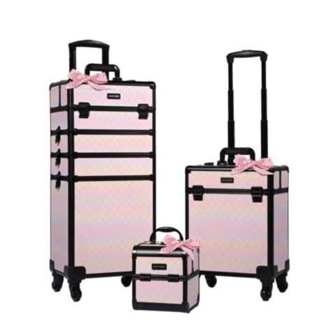 Сумки Byootique 3-Piece Makeup Train Cases Cosmetic Organizer Kit Grace ForgetMeNo, цвет: Розовый