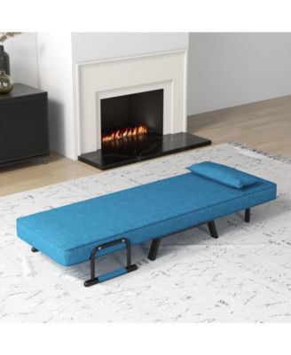 Folding 6 Position Convertible Sleeper Bed Armchair Lounge Couch with Pillow