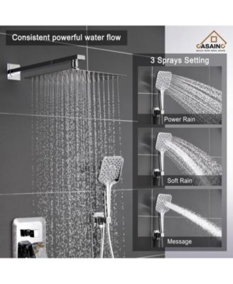 10 Inch Wall Mounted Square Shower System Set with Handheld Spray