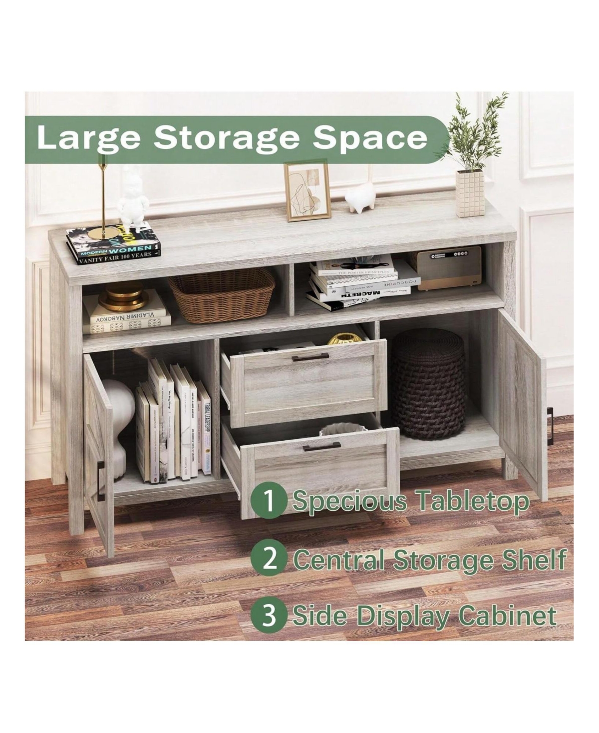 gaomon Farmhouse Tv Stand For Inch, Barn Door Modern Entertainment Center,Wood Tv Media Console Storage Cabinet For Living Room,Kitchen, Dining Roo