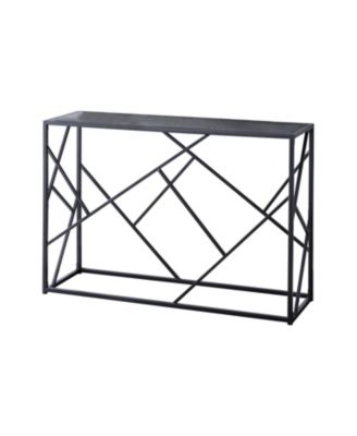 Macon Modern Console Sofa Table, Black Metal Frame & Gray Wood - Perfect for Entryways and Living Rooms