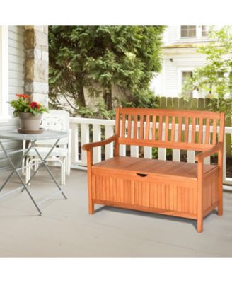 33 Gallon Wooden Storage Bench with Liner for Patio Garden Porch