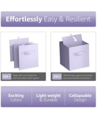 11 Inch 4 Pack Foldable Fabric Storage Cube Bins with Handles - for Organizing Pantry, Closet, Nursery, Playroom, and More (Cool Pastel Colors)