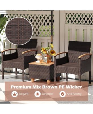 Patio Dining Chairs Set of 4 with Acacia Wood Armrest and Heavy Duty Metal Frame-4 Pieces