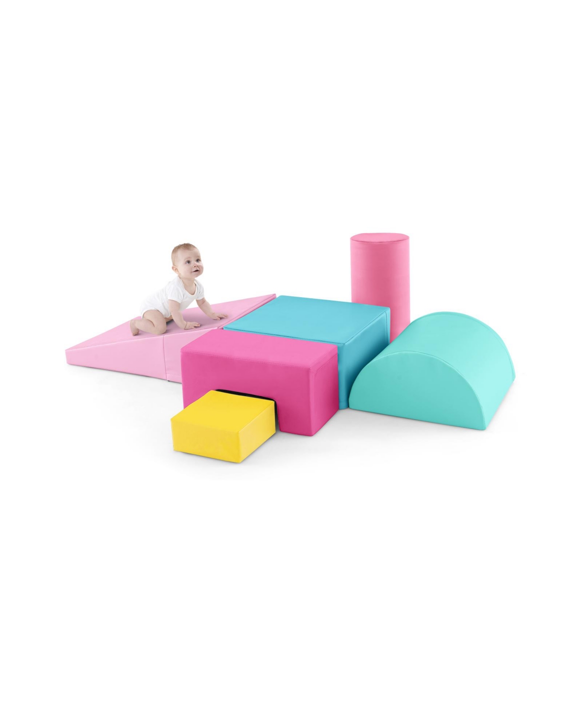 Gouun 6 Pieces Foam Climbing Blocks Indoor Climb and Crawl Activity Playset with Rectangles