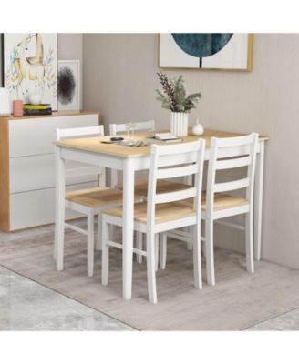 5-Piece Wooden Dining Set with Rectangular Table and 4 Chairs