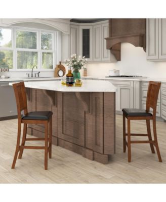 2-Piece Bar Chair Set Counter Height Bar Stool with Backrest