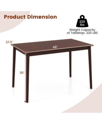 48 Inches Mid Century Dining Table for 4 with Rubber Wood Legs