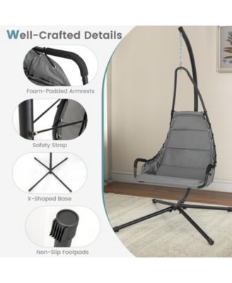 Hanging Chair with Stand and Extra Large Padded Seat