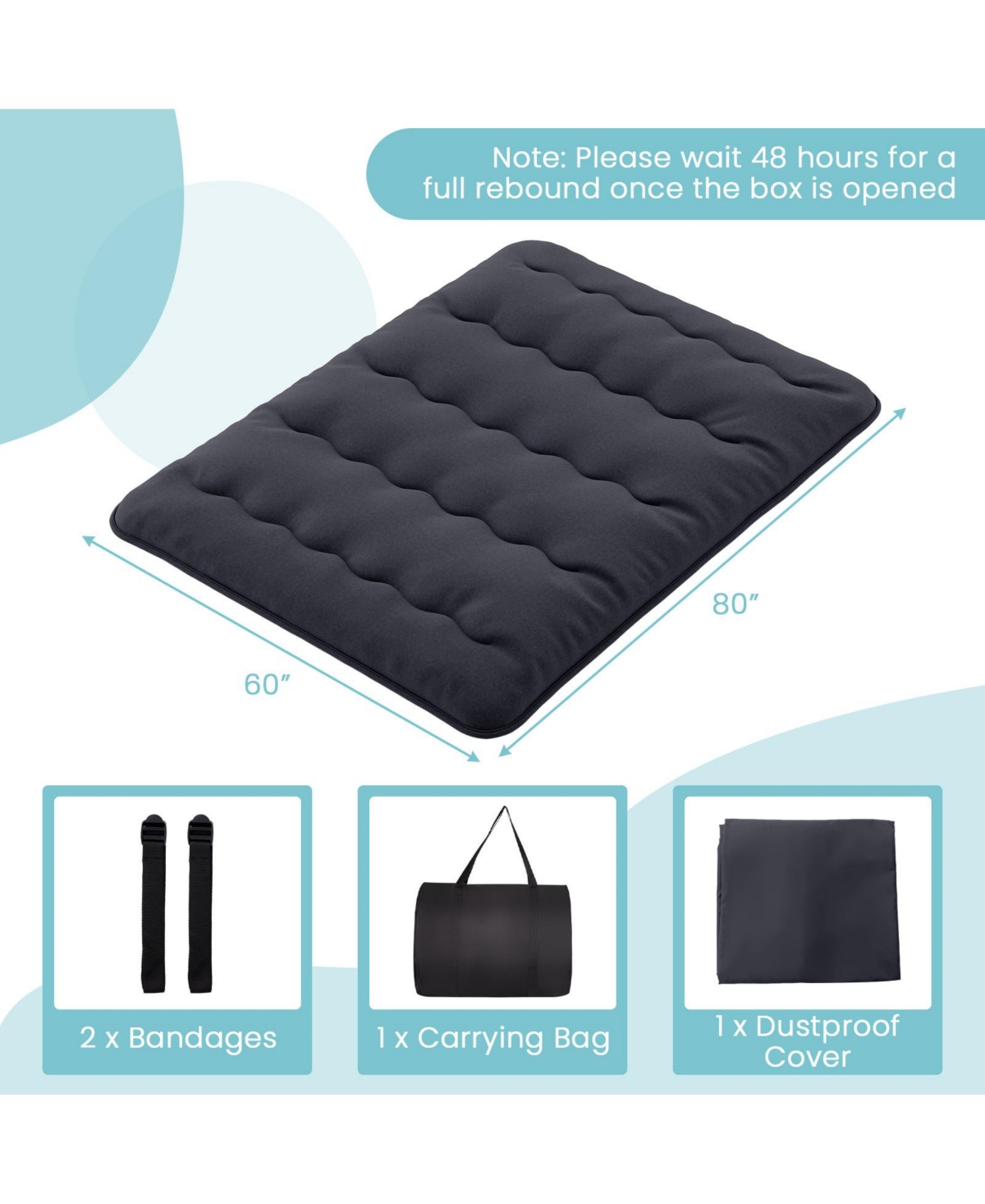 Gouun Futon Mattress with Washable Cover and Foldable Mat-Queen Size