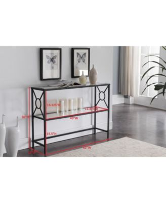 Loyd Metal with Glass Shelf Console Table, Black/Brushed Copper