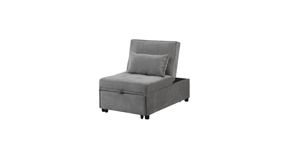 gaomon 4 in 1 Adjustable Footstool Bed Stool Guest Sofa Chair, Modern Sleeper Sofa Guest Bed with Adjustable Backrest and Pillow for Bedroom, Living R