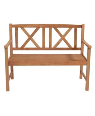 2-Person Wood Outdoor Bench with Cozy Armrest and Backrest