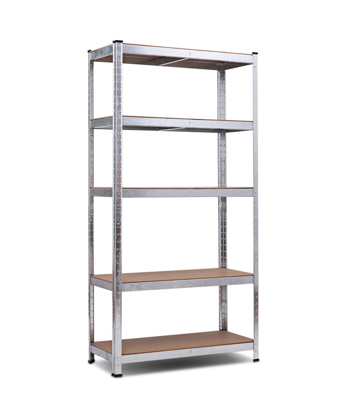 72 Inch Storage Shelf Steel Metal 5 Levels Adjustable Shelves - Silver