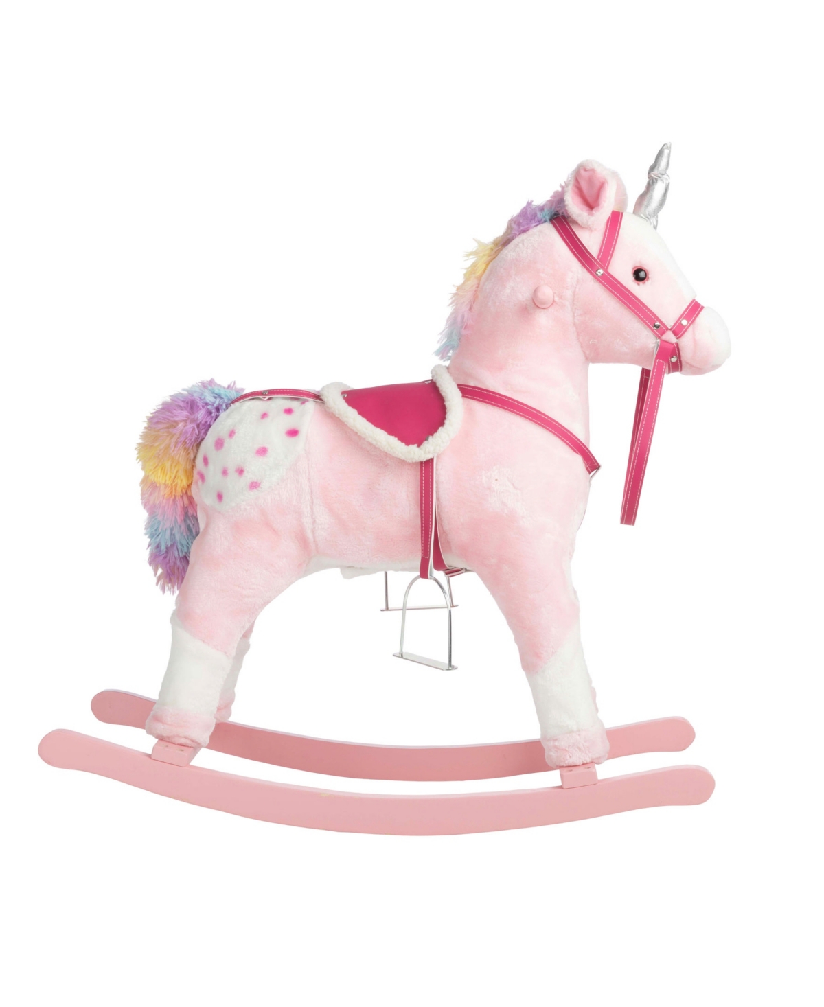 Trademark Global Happy Trails Ride On Rocking Unicorn With Sound In Pink