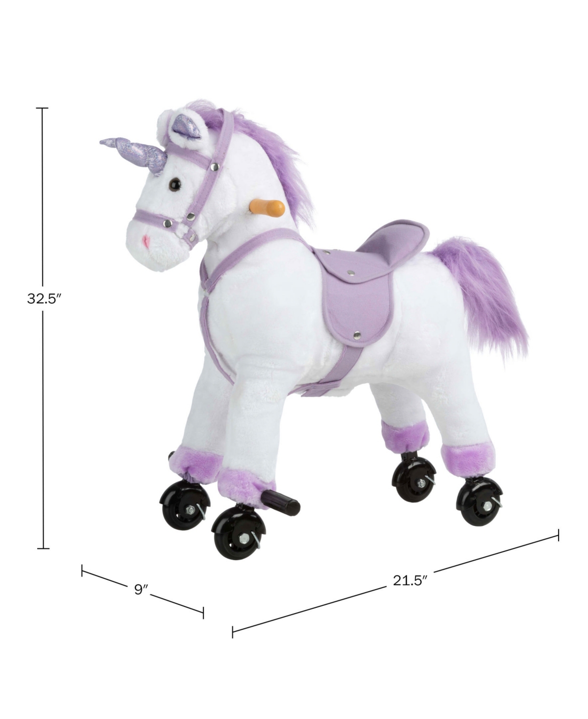 Trademark Global Happy Trails Ride On Horse Unicorn Plush Toy In White And Purple