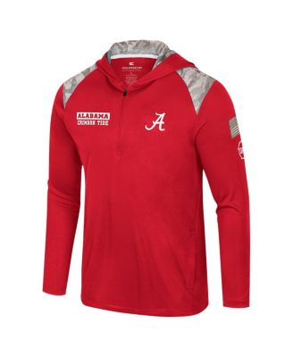Men's Crimson Alabama Crimson Tide OHT Military Appreciation Quarter-Zip Hoodie Jacket