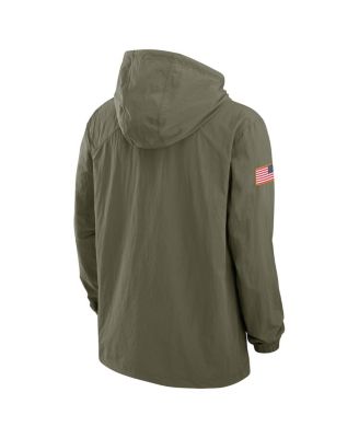 Men's Olive Ohio State Buckeyes 2024 Military Appreciation Full-Snap Hoodie Military Jacket