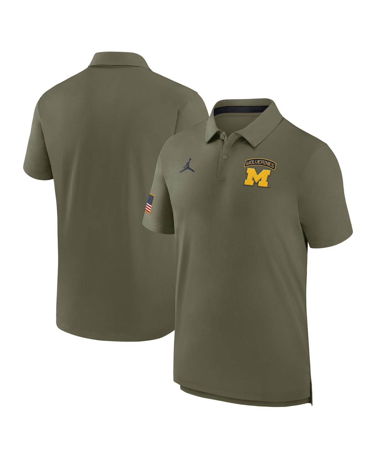 JORDAN MEN'S OLIVE MICHIGAN WOLVERINES 2024 MILITARY APPRECIATION TOUR PERFORMANCE POLO 