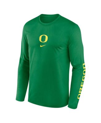 Men's Green Oregon Ducks Primetime Center Lockup Two-Hit Legend Long Sleeve T-Shirt