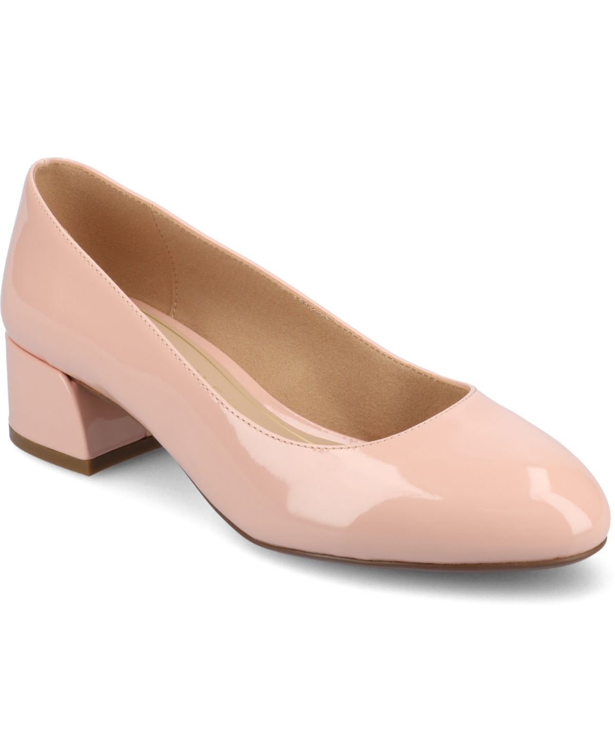 Shop Journee Collection Women's Saarii Round Toe Block Heel Pumps In Pink Patent