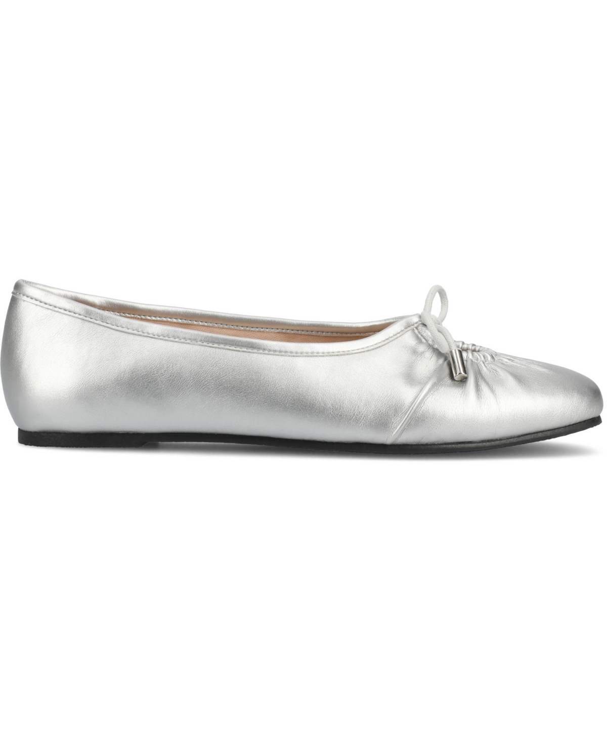 Journee Collection Callee Keyhole Square Toe Flat In Silver