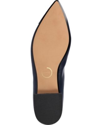 Journee Womens Carmin Medium and Wide Width Slip On Low Block Heel Pointed Toe Dress Flats