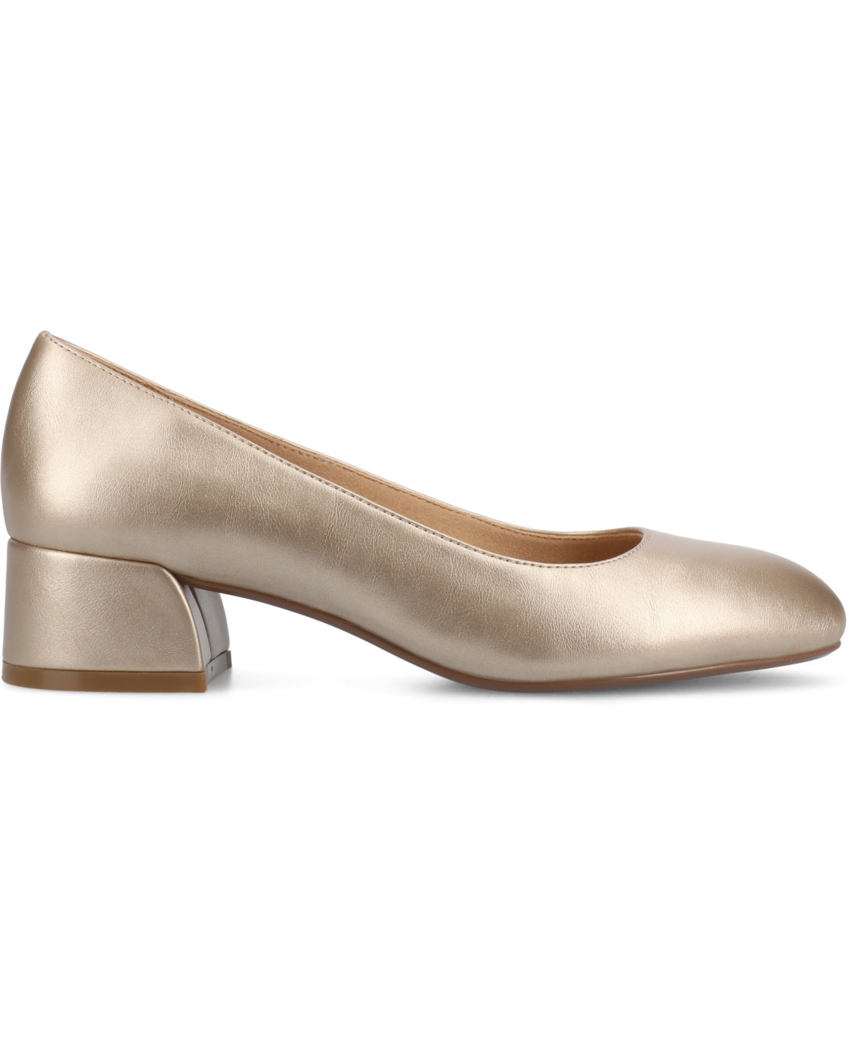 Shop Journee Collection Women's Saarii Round Toe Block Heel Pumps In Champagne