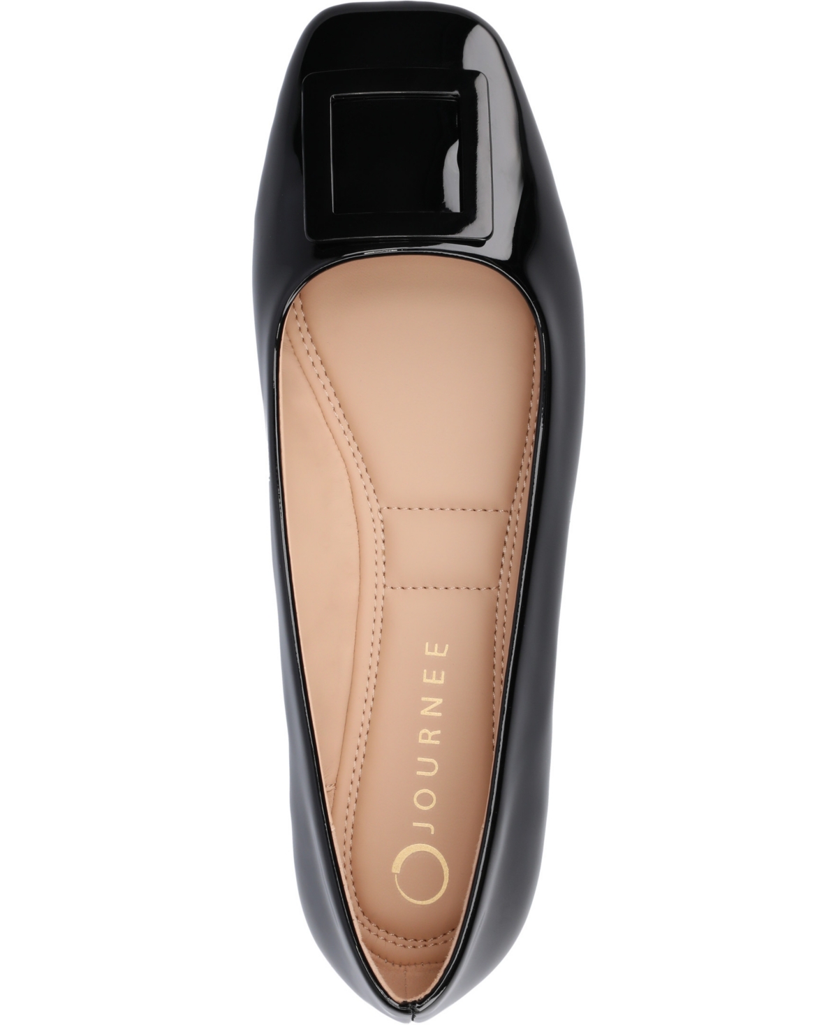 Shop Journee Collection Women's Zimia Buckle Square Toe Ballet Flats In Black Patent