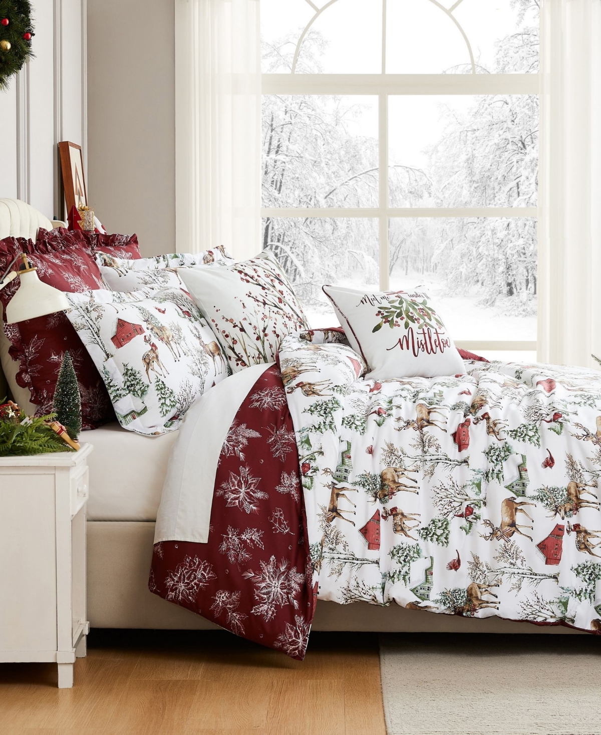 Southshore Fine Linens Christmas 5-pc. Holiday Comforter Set, Twin/twin Xl In White