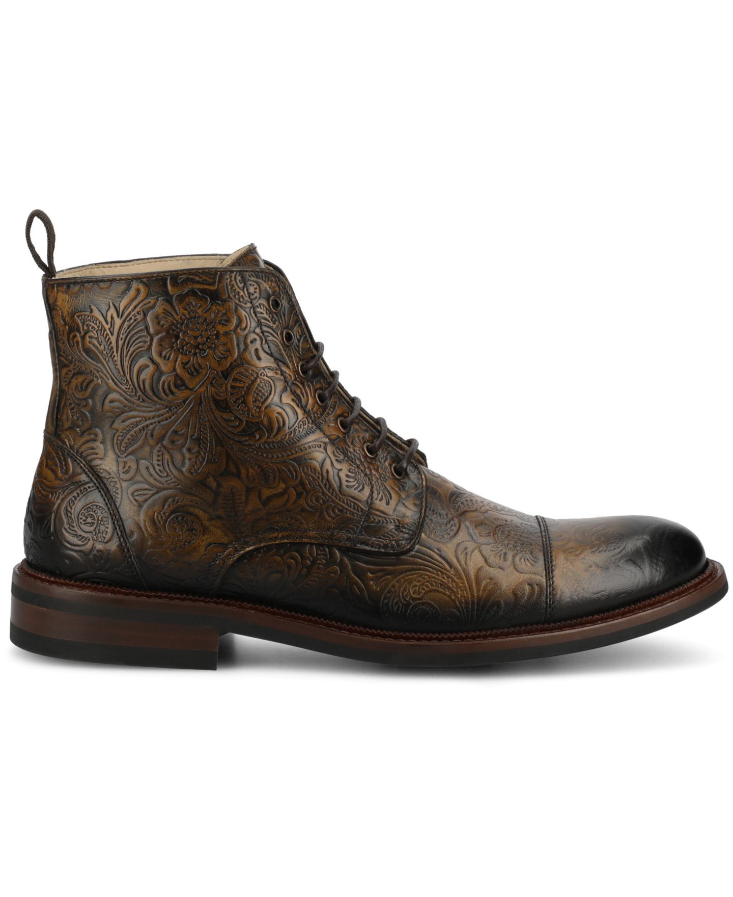 Мужские ботинки Taft Rome Embossed Leather Cap Toe Lace-up Boot, цвет: Oro Viejo — фото 2