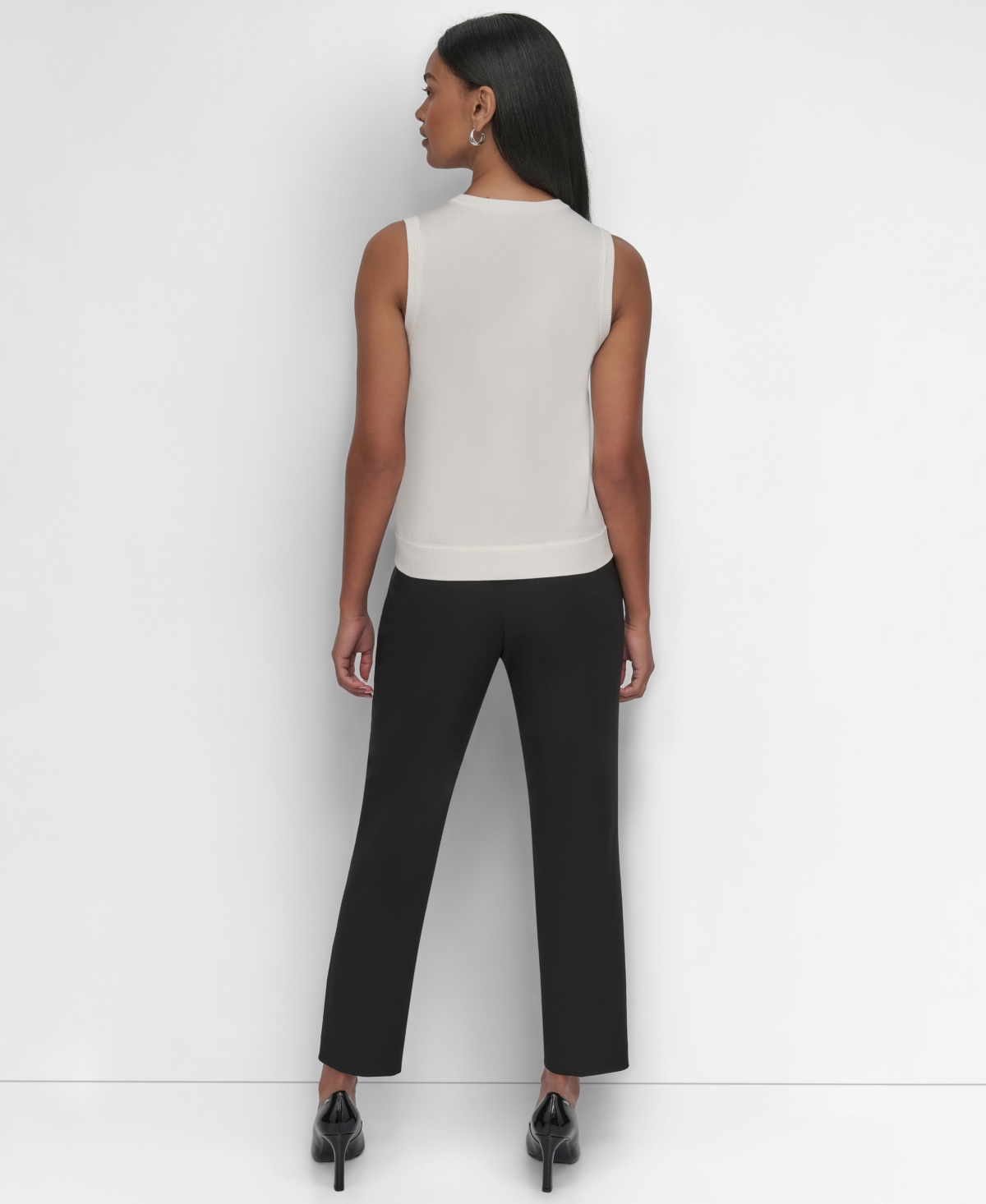 Dkny Petite Mixed-Media Sleeveless Sweater